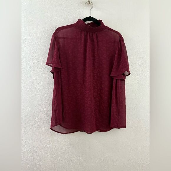 Torrid  Abbey Chiffon Red short ruffle sleeves Top Plus Size 2X - Picture 1 of 5